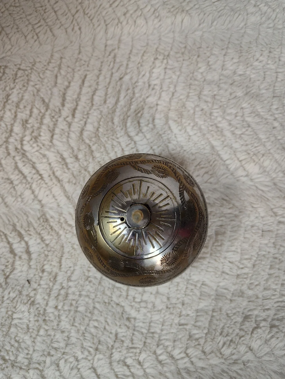 Rare West Elm Etched Metal Globe Ornament - Vintage Inspired Brass Tarnish